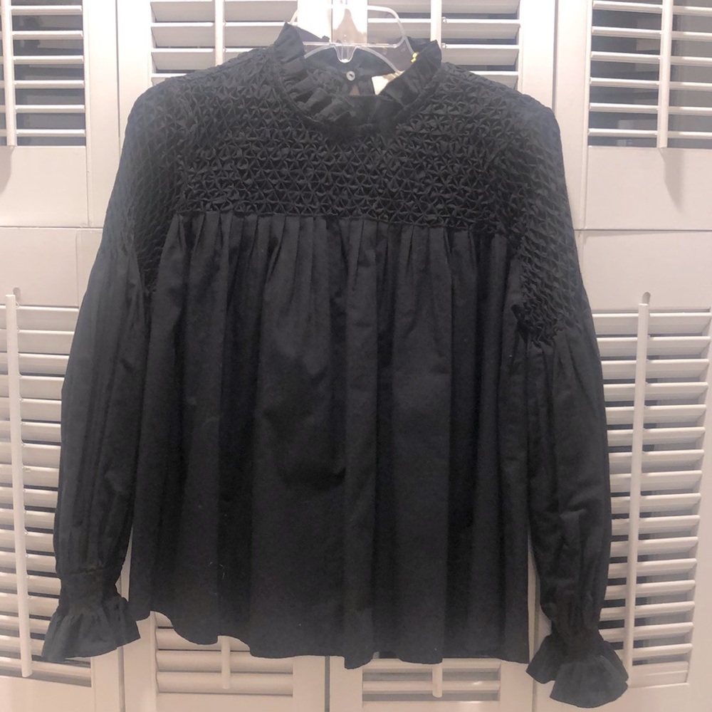 Maeve by Anthropologie, black cotton peasant blouse